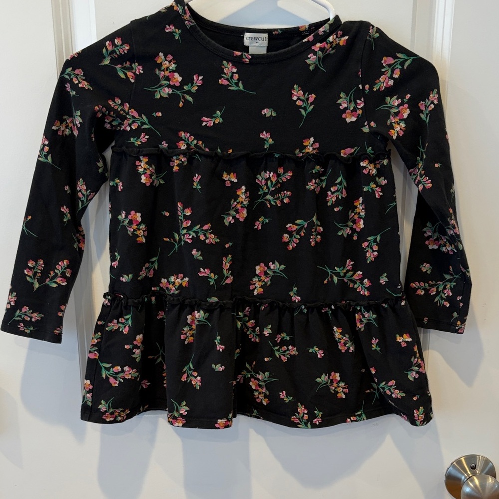 Crewcuts Black Floral Long Sleeve Tunic Top